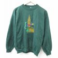 M★古着 長袖 スウェット メンズ 00年代 00s ロンドン 刺繍 クルーネック イギリス製 緑 グリーン 【spe】 24oct30 中古 スエット トレーナー トップス