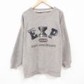 XL★古着 EXPRESS 長袖 スウェット メンズ 00年代 00s ビッグロゴ 刺繍 表起毛 大きいサイズ クルーネック グレー 24nov02 中古 スエット トレーナー トップス