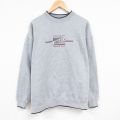 XL★古着 長袖 スウェット メンズ 00年代 00s 星条旗 刺繍 大きいサイズ クルーネック グレー 霜降り 24nov11 中古 スエット トレーナー トップス