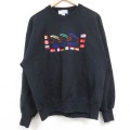 L★古着 長袖 スウェット メンズ 90年代 90s TOUR DUPONT 刺繍 クルーネック USA製 黒 ブラック 24nov11 中古 スエット トレーナー トップス