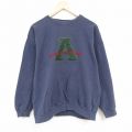 アリゾナジーンズ 90s 長袖スウェット ビッグロゴ刺繍 ネイビー XL | 古着