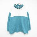XL★古着 長袖 スウェット メンズ 90年代 90s 無地 ツートンカラー 大きいサイズ モックネック ハイネック USA製 緑他 グリーン 24dec12 中古 スエット トレーナー トップス