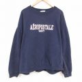XL★古着 長袖 スウェット メンズ 90年代 90s エアロポステール AEROPOSTALE 大きいサイズ クルーネック USA製 紺 ネイビー 【spe】 24dec14 中古 スエット トレーナー トップス