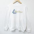 L★古着 TULTEX 長袖 スウェット メンズ 90年代 90s パームビーチ フロリダ 刺繍 クルーネック USA製 白 ホワイト 25jan09 中古 スエット トレーナー トップス