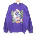 L★古着 TULTEX 長袖 スウェット メンズ 90年代 90s 鳥 クルーネック USA製 紫 パープル 24dec28 中古 スエット トレーナー トップス