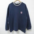 XL★古着 リーボック REEBOK 長袖 スウェット メンズ 00年代 00s ワンポイントロゴ 大きいサイズ クルーネック 紺 ネイビー 25jan31 中古 スエット トレーナー トップス