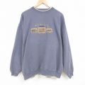 XL★古着 長袖 スウェット メンズ 00年代 00s 鹿 刺繍 大きいサイズ クルーネック グレー 25feb07 中古 スエット トレーナー トップス