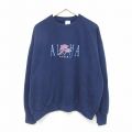 90s 長袖スウェット イルカハワイ刺繍 ネイビー XL | 古着