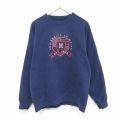 L★古着 ジャンスポーツ 長袖 スウェット メンズ 90年代 90s メイン カレッジ 刺繍 クルーネック USA製 紺 ネイビー 25feb22 中古 スエット トレーナー トップス
