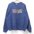 XL★古着 フルーツオブザルーム 長袖 スウェット メンズ 90年代 90s アウターバンクス 刺繍 クルーネック USA製 紺 ネイビー 25feb25 中古 スエット トレーナー トップス