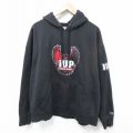 XL★古着 チャンピオン Champion 長袖 スウェット パーカー メンズ 00年代 00s IUP 鳥 刺繍 大きいサイズ アクリル 黒 ブラック 25mar01 中古 スエット トレーナー トップス