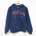 L★古着 ウィルソン 長袖 スウェット パーカー メンズ 00年代 00s ビッグロゴ 紺 ネイビー 25mar21 中古 スエット トレーナー トップス