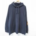 XL★古着 ティンバーランド Timberland 長袖 スウェット パーカー メンズ ビッグロゴ 大きいサイズ ロング丈 ラグラン 黒 ブラック 25mar19 中古 スエット トレーナー トップス