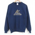 S★古着 ジャージーズ 長袖 スウェット メンズ 90年代 90s ヨット 刺繍 クルーネック USA製 紺 ネイビー 25mar25 中古 スエット トレーナー トップス