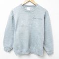 M★古着 ウィルソン 長袖 スウェット メンズ 00年代 00s ニューヨーク 刺繍 クルーネック グレー 霜降り 25apr07 中古 スエット トレーナー トップス