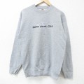 S★古着 フルーツオブザルーム 長袖 スウェット メンズ 00年代 00s ニューヨーク 刺繍 クルーネック グレー 霜降り 25apr09 中古 スエット トレーナー トップス