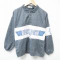 L★古着 長袖 スウェット メンズ 90年代 90s ウイングフット スポーツ ツートンカラー 襟付き 濃グレー 霜降り 25may01 中古 スエット トレーナー トップス