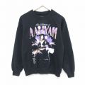 S★古着 長袖 ロック バンド スウェット メンズ アリーシャ クルーネック 黒 ブラック 25may09 中古 スエット トレーナー トップス