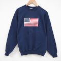 XL★古着 長袖 スウェット メンズ 00年代 00s 星条旗 クルーネック 紺 ネイビー 25jun04 中古 スエット トレーナー トップス