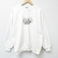 XL★古着 長袖 スウェット メンズ 00年代 00s 鳥 クルーネック 白 ホワイト 25may30 中古 スエット トレーナー トップス