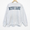 XL★古着 長袖 スウェット メンズ 00年代 00s ノートルダム クルーネック 薄グレー 霜降り 25oct01 中古 スエット トレーナー トップス