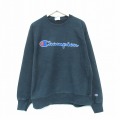 XL★古着 長袖 チャンピオン Champion リバースウィーブ メンズ ビッグロゴ クルーネック 黒 ブラック 25oct03 中古 スエット トレーナー トップス