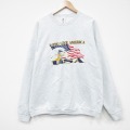 XL★古着 長袖 スウェット メンズ 00年代 00s USAロゴ 大きいサイズ クルーネック 薄グレー 霜降り 25oct02 中古 スエット トレーナー トップス