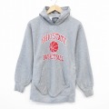M★古着 STEVE&BARRYS 長袖 スウェット パーカー メンズ バスケットボール 刺繍 グレー 霜降り 25oct02 中古 スエット トレーナー トップス