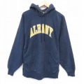 L★古着 STEVE&BARRYS 長袖 スウェット パーカー メンズ ALBANY 刺繍 紺 ネイビー 25oct02 中古 スエット トレーナー トップス