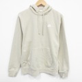 L★古着 ナイキ NIKE 長袖 スウェット パーカー メンズ ワンポイントロゴ ベージュ カーキ 25oct02 中古 スエット トレーナー トップス