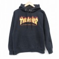 S★古着 スラッシャー 長袖 スウェット パーカー メンズ ビッグロゴ 黒 ブラック 25oct04 中古 スエット トレーナー トップス