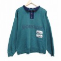 L★古着 長袖 ハーフジップ スウェット メンズ 90年代 90s 車 バイク モックネック ハイネック 緑 グリーン 霜降り 25oct03 中古 スエット トレーナー トップス