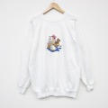 L★古着 ヘインズ Hanes 長袖 スウェット メンズ 80年代 80s アヒル 犬 ラグラン クルーネック USA製 白 ホワイト 25oct04 中古 スエット トレーナー トップス
