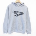 L★古着 リーボック REEBOK 長袖 スウェット パーカー メンズ ビッグロゴ グレー 霜降り 25oct07 中古 スエット トレーナー トップス