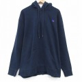 XL★古着 ラッセル 長袖 スウェット パーカー メンズ ワンポイントロゴ 大きいサイズ 濃紺 ネイビー 25oct06 中古 スエット トレーナー トップス