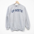 L★古着 長袖 スウェット メンズ 00年代 00s UP NORTH クルーネック グレー 霜降り 25oct30 中古 スエット トレーナー トップス