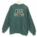 XL★古着 長袖 スウェット メンズ 00年代 00s NY 刺繍 大きいサイズ クルーネック 緑 グリーン 【spe】 25oct08 中古 スエット トレーナー トップス