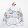 L★古着 長袖 スウェット メンズ 90年代 90s シカ クルーネック USA製 白 ホワイト 【spe】 25oct21 中古 スエット トレーナー トップス