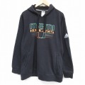 XL★古着 アディダス adidas 長袖 スウェット パーカー メンズ マイアミハリケーンズ 大きいサイズ 黒 ブラック 25oct27 中古 スエット トレーナー トップス