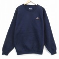 XL★古着 ランズエンド 長袖 スウェット メンズ 00年代 00s 王冠 大きいサイズ クルーネック USA製 紺 ネイビー 25oct29 中古 スエット トレーナー トップス