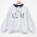 XL★古着 長袖 スウェット メンズ 90年代 90s 灯台 モックネック ハイネック USA製 薄グレー 霜降り 25oct29 中古 スエット トレーナー トップス