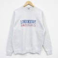M★古着 リー Lee 長袖 スウェット メンズ 90年代 90s ロンドン 刺繍 クルーネック USA製 薄グレー 霜降り 25oct31 中古 スエット トレーナー トップス