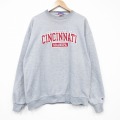 XL★古着 チャンピオン champion 長袖 スウェット メンズ 00年代 00s シンシナティ クルーネック 薄グレー 霜降り 25nov05 中古 スエット トレーナー トップス