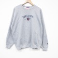 XL★古着 チャンピオン champion 長袖 スウェット メンズ 00年代 00s バージニア クルーネック 薄グレー 霜降り 25nov05 中古 スエット トレーナー トップス