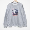 XL★古着 長袖 スウェット メンズ 00年代 00s アメフト 大きいサイズ クルーネック グレー 霜降り 25nov05 中古 スエット トレーナー トップス