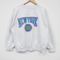 XL★古着 長袖 スウェット メンズ ニューヨーク クルーネック 薄グレー 霜降り 25nov05 中古 スエット トレーナー トップス