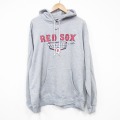 XL★古着 ナイキ NIKE 長袖 スウェット パーカー メンズ 00年代 00s MLB ボストンレッドソックス 大きいサイズ グレー 霜降り メジャーリーグ ベースボール 野球 25nov05 中古 スエット トレーナー トップス