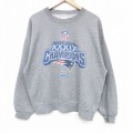 XL★古着 ジャージーズ 長袖 スウェット メンズ 00年代 00s NFL ニューイングランドペイトリオッツ クルーネック グレー 霜降り アメフト スーパーボウル 25nov05 中古 スエット トレーナー トップス