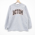 L★古着 長袖 スウェット メンズ 00年代 00s BCTGM ラグラン クルーネック グレー 霜降り 25nov01 中古 スエット トレーナー トップス