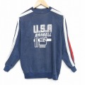 M★古着 長袖 スウェット メンズ 80年代 80s USAロゴ ラグラン クルーネック USA製 紺 ネイビー 霜降り 25nov05 中古 スエット トレーナー トップス